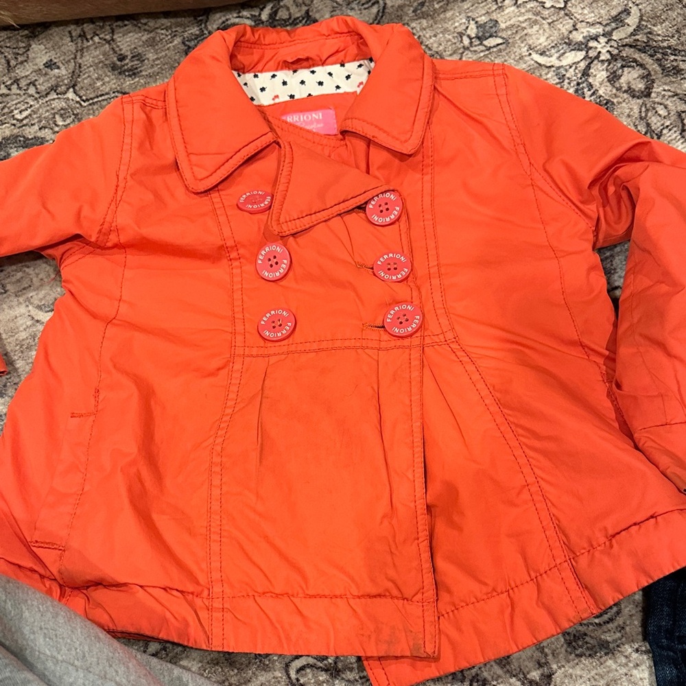 Vibrant Orange Kids Pea Coat